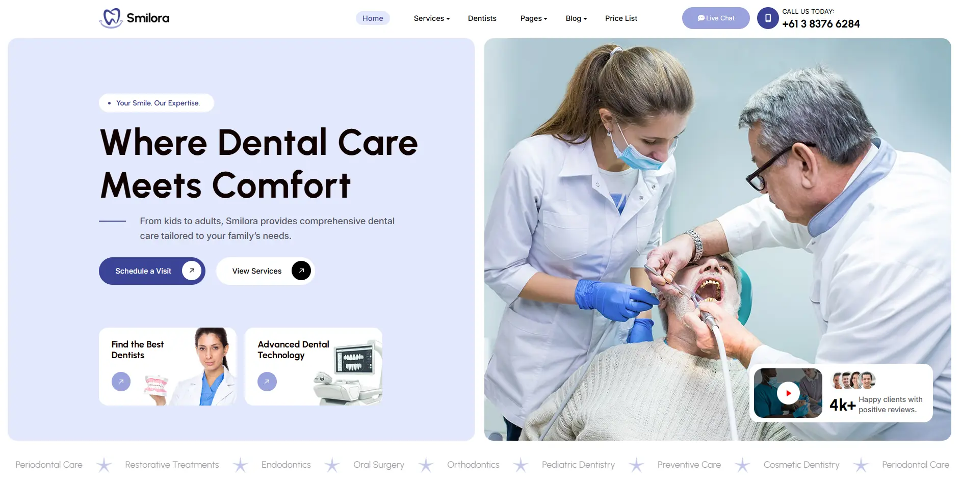 Giao diện website phòng khám nha khoa do SID Corp thiết kế