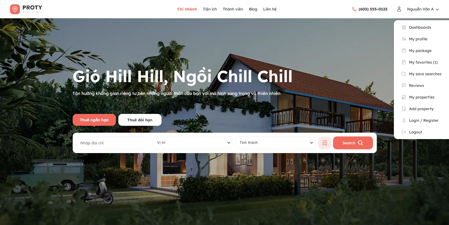 Giao diện website sàn giao dịch bất động sản do SID Corp thiết kế
