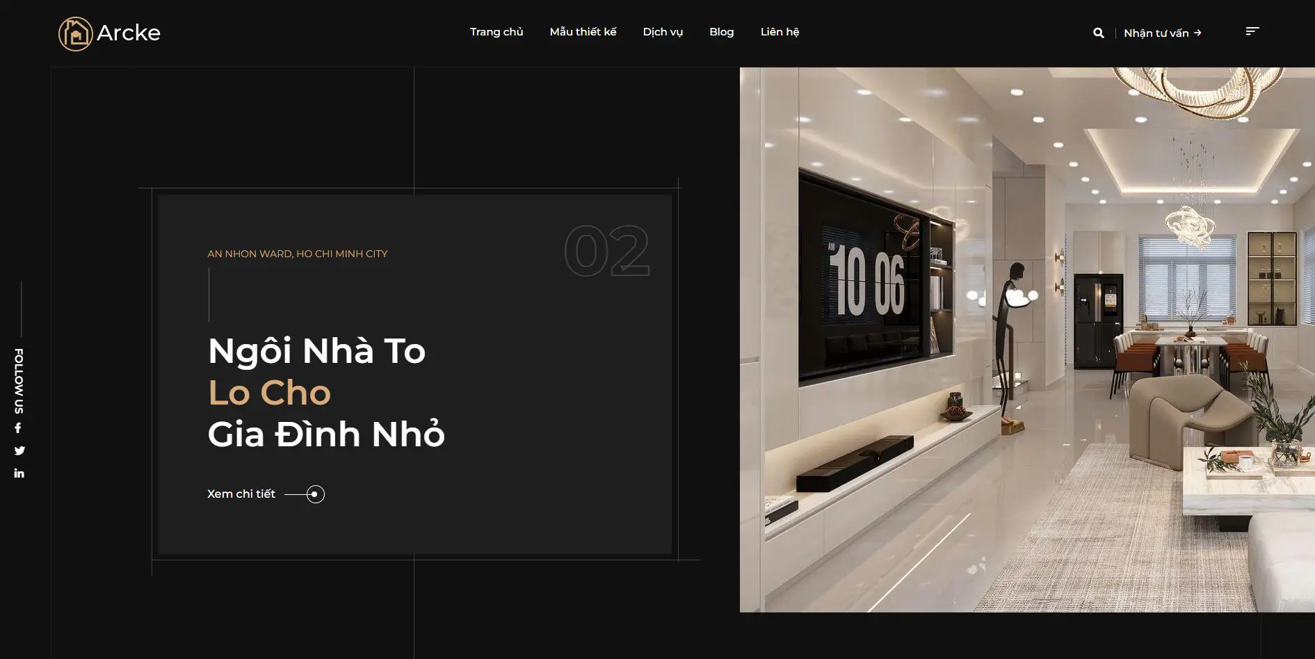 Giao diện website công ty thiết kế và thi công nội thất do SID Corp thiết kế